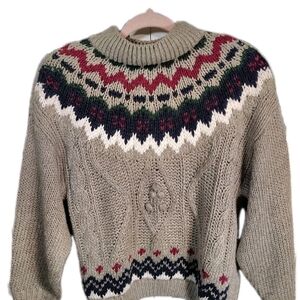 VTG Huntington Ridge Hand-Knitted Fair Isle Style Sweater Women's Medium
